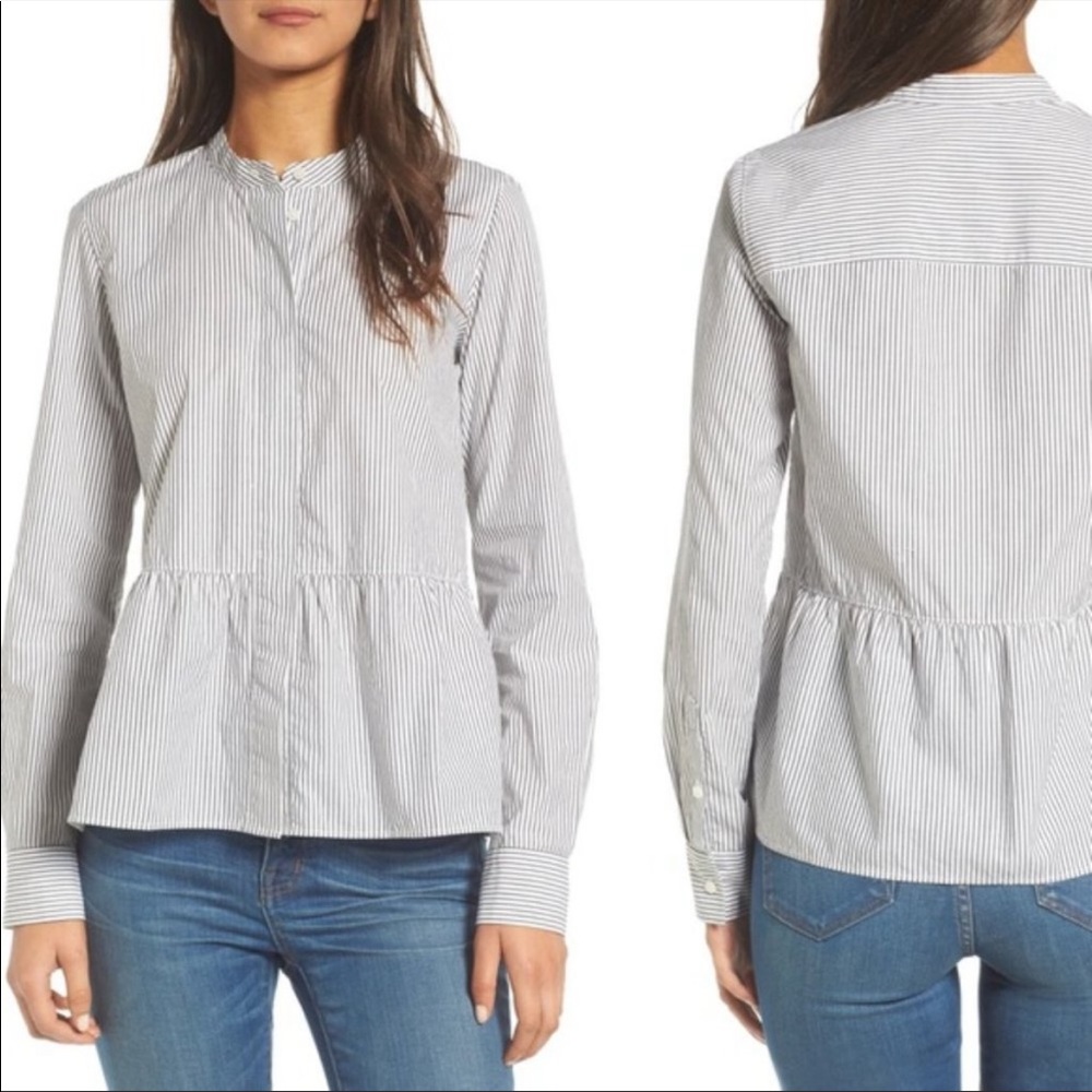 Madewell lakeside stripe peplum button down shirt